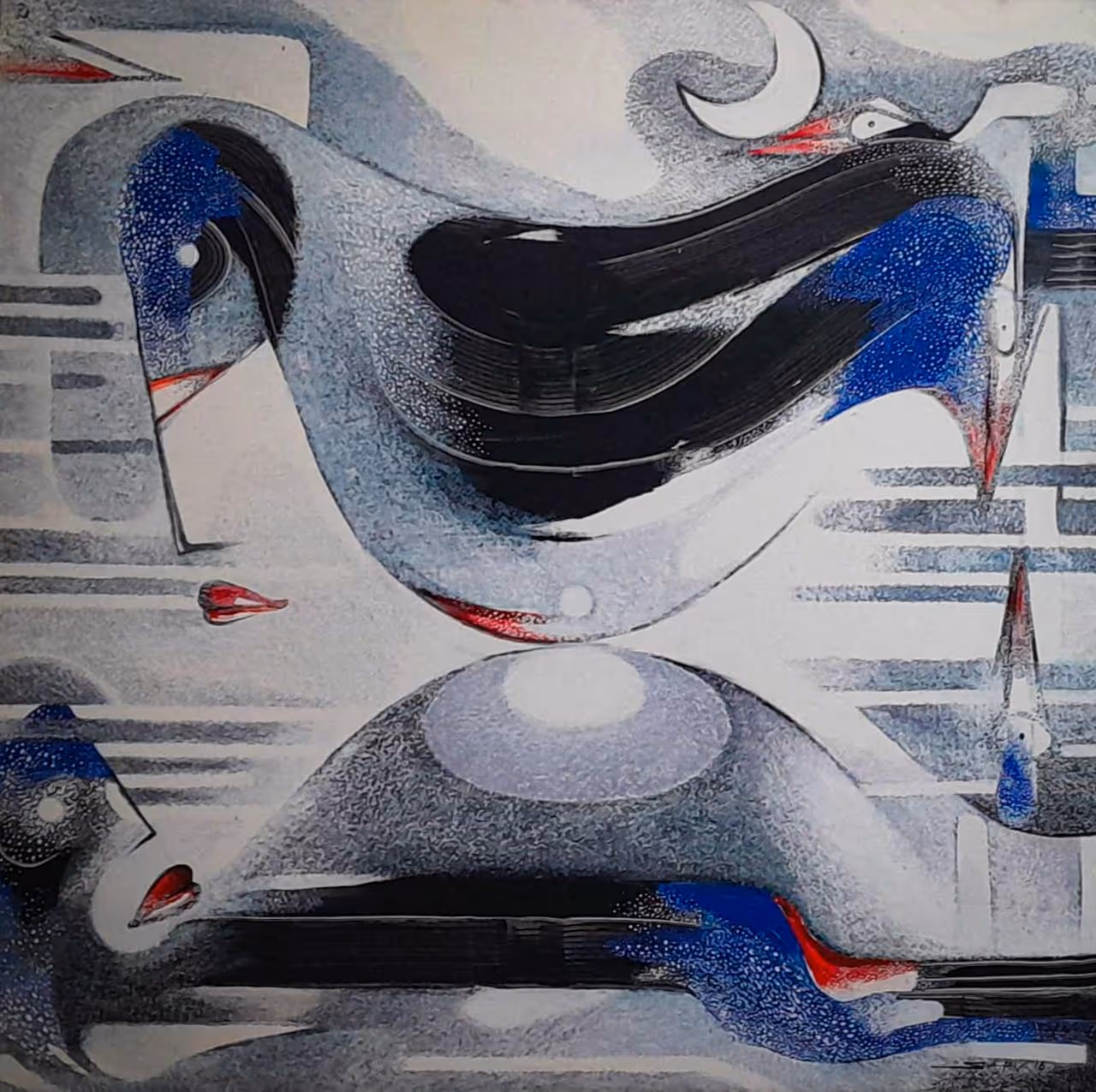 man with the bird artwork by swapan sarkar